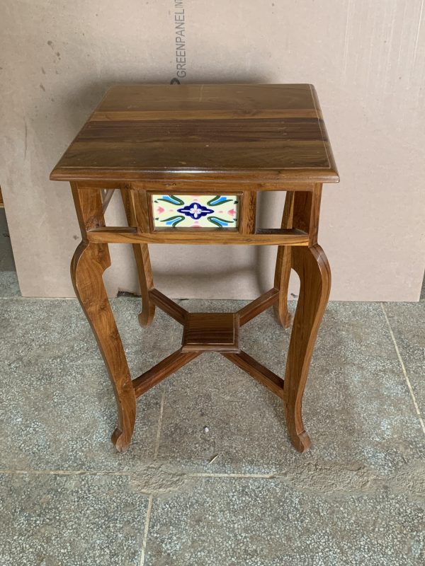 Teak Wood Tile Table - Image 3