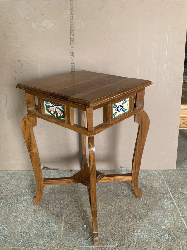 Teak Wood Tile Table - Image 2