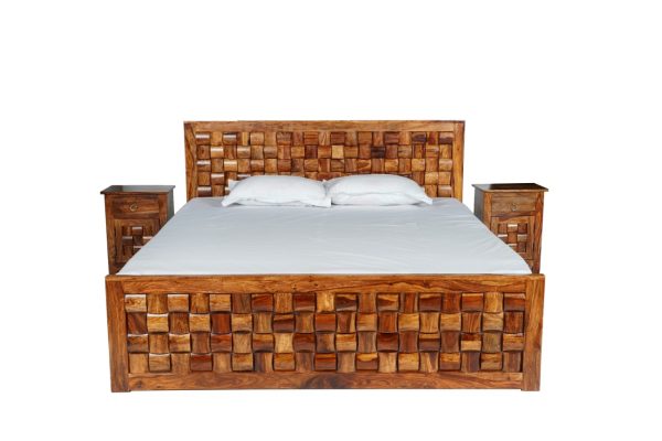 Bed with 2 Side board (Brick Design)