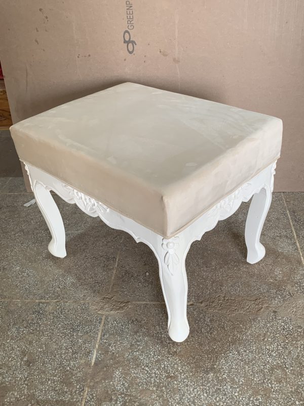 Teak Wood Sitting Stool (White) - Image 3