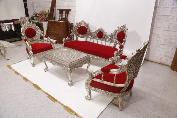 Silver Sofa set with Table - Image 2